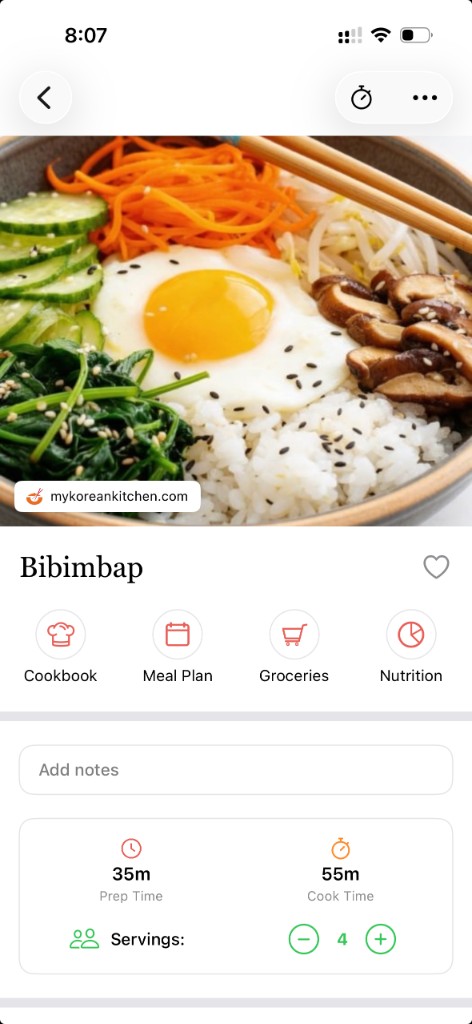 KitchUp recipe view on iPhone
